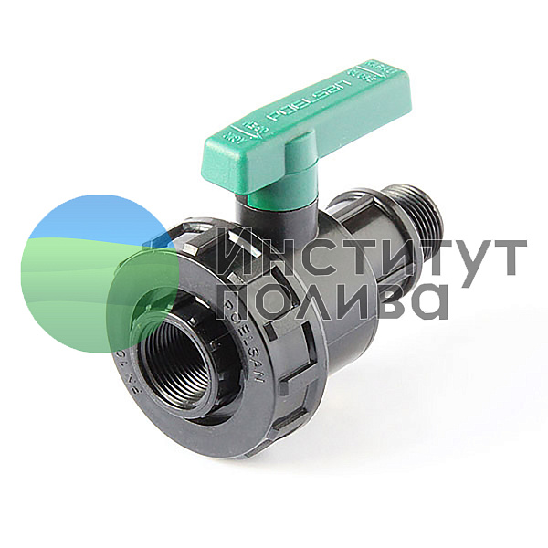 Кран шaровый 3/4" х 1" НР-ВР компрессионный, зелёный, 4/128 шт./упак. ("POELSAN", пр-во Турция)