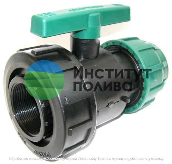 Кран шaровый Ф 50 х 1 1/2"ВР компрессионный, зелёный, 2/36 шт./упак. ("POELSAN")