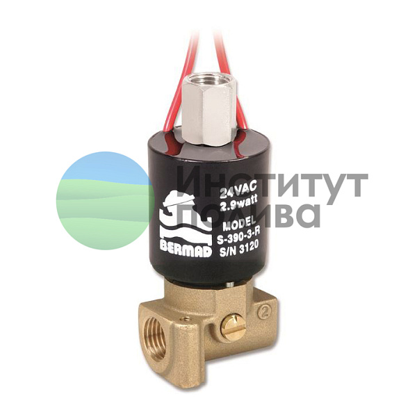 Соленоид S-390-3W-24VAC-R-NO Red/Red, 240mA, 2,9Watt, с базой (пр-во "BERMAD", Израиль)