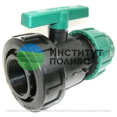 Кран шaровый Ф 40 х 1 1/4"ВР компрессионный, зелёный, 4/48 шт./упак. ("POELSAN")